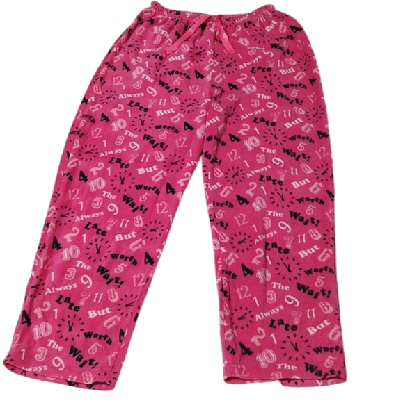 Pink Light Fleece PJs "Always Late Worth the Wait" by Carols Collections Medium - Picture 3 of 7